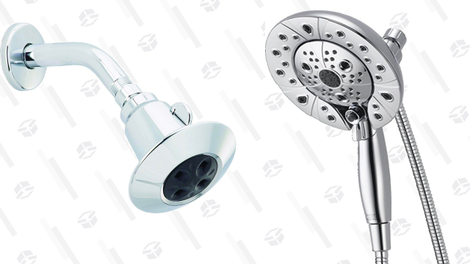 Delta 58480-PK 5-Spray H2Okinetic In2ition 2-in-1 Hand Held Shower Head | $72 | Amazon | After 25% off couponDelta 2-Spray Shower Head Water Amplifying with H2Okinetic | $16 | Amazon | After 20% off coupon